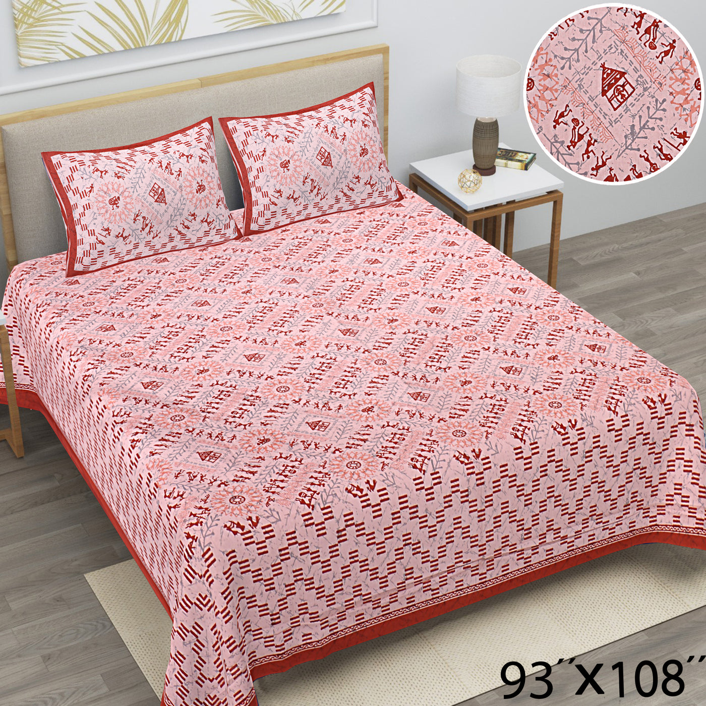 Braise Premium | Full Size 87 x 104 in | 100% Pure Cotton | Double Bedsheet with 2 Pillow Covers (PKC 06)