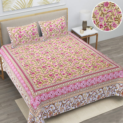 Braise Premium | Full Size 87 x 104 in | 100% Pure Cotton | Double Bedsheet with 2 Pillow Covers (PKC 02)