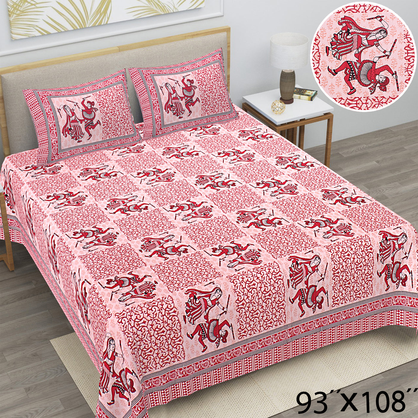 Braise Premium | Full Size 87 x 104 in | 100% Pure Cotton | Double Bedsheet with 2 Pillow Covers (PKC 03)