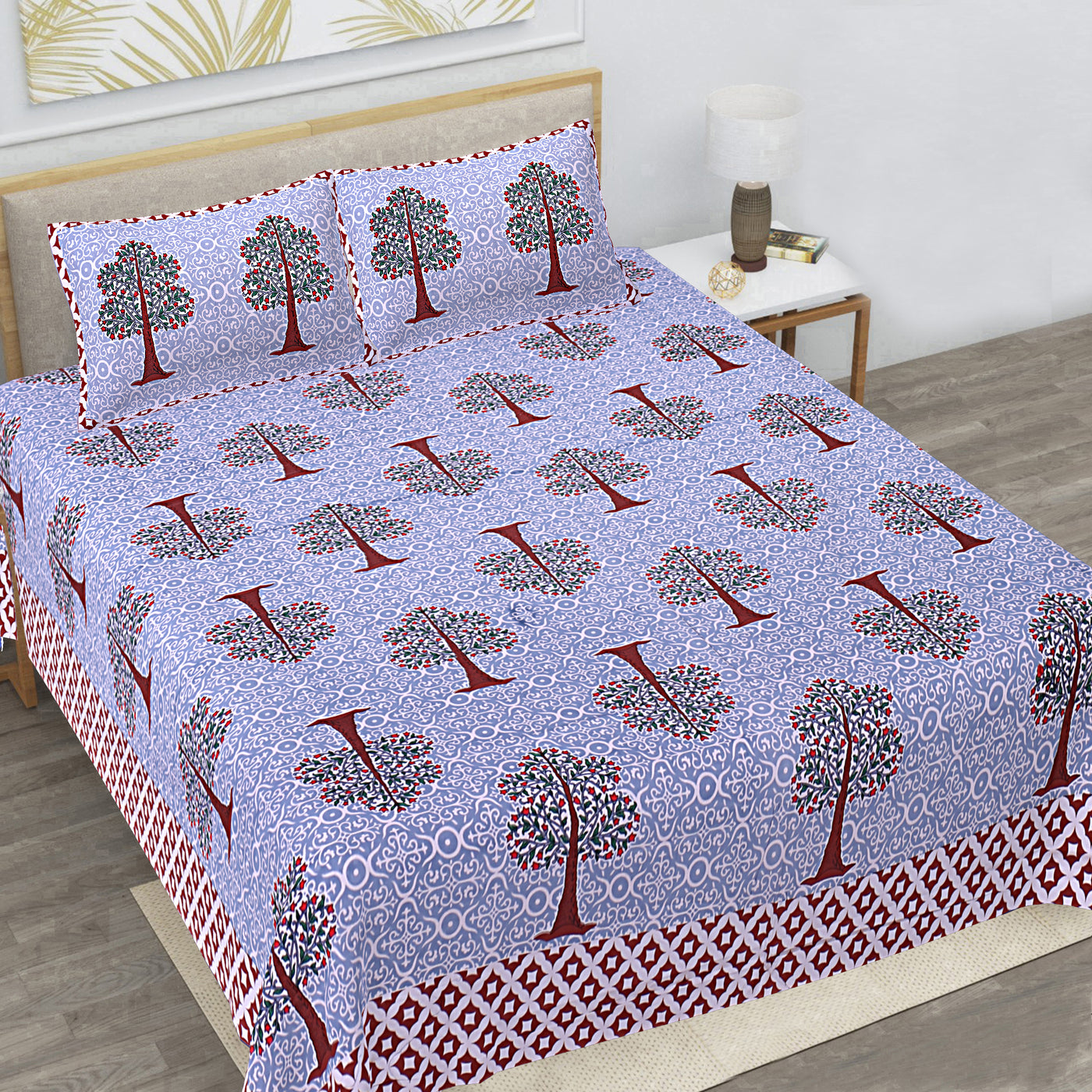 Braise Premium | Full Size 87 x 104 in | 100% Pure Cotton | Double Bedsheet with 2 Pillow Covers (PKC 16)