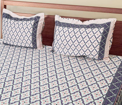Braise Premium | King Size 100 x 108 in | 100% Pure Cotton | Bedsheet For Double Bed with 2 Pillow Covers (SANS10802)