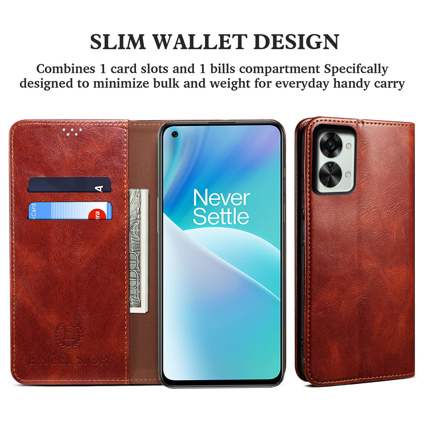 Excelsior Premium Vintage PU Leather Wallet flip Cover Case For Oneplus Nord 2T