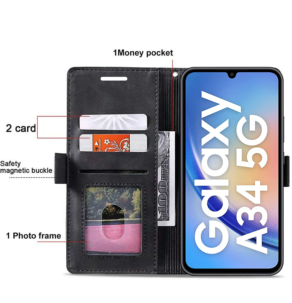 Excelsior Premium Leather Wallet flip Cover Case For Samsung Galaxy A34 5G