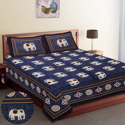 Braise Premium | Full Size 90 x 108 in | 100% Pure Cotton | Double Bedsheet with 2 Pillow Covers (Jaipuri, Design 1)