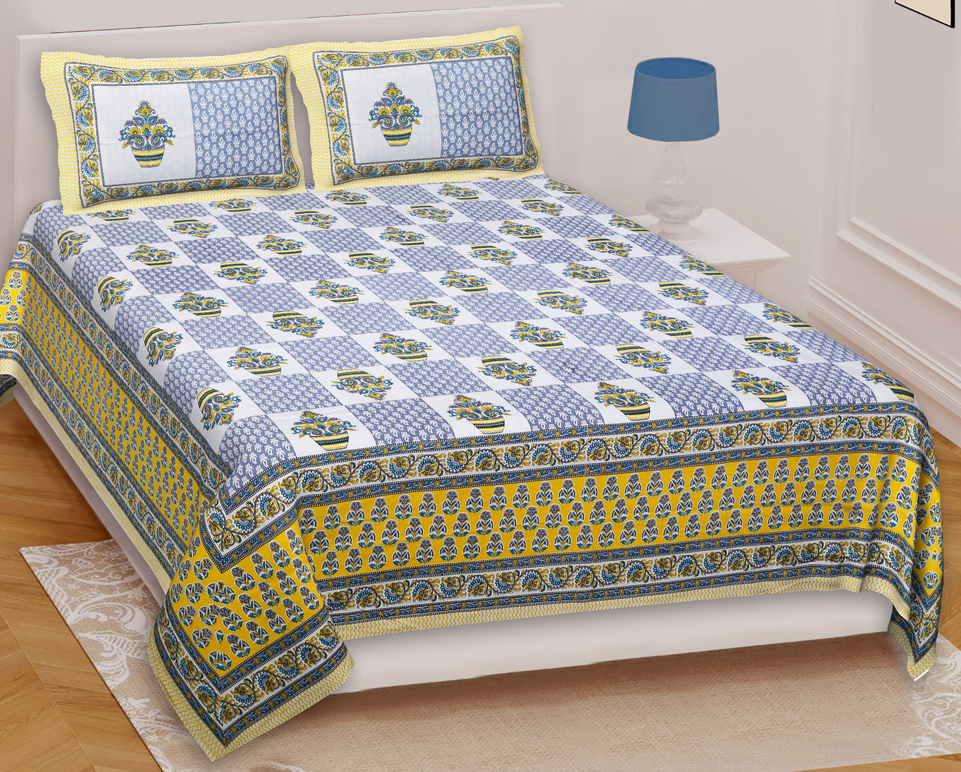 Braise Premium | Full Size 90 x 108 in | 100% Pure Cotton | Double Bedsheet with 2 Pillow Covers (ACC01)