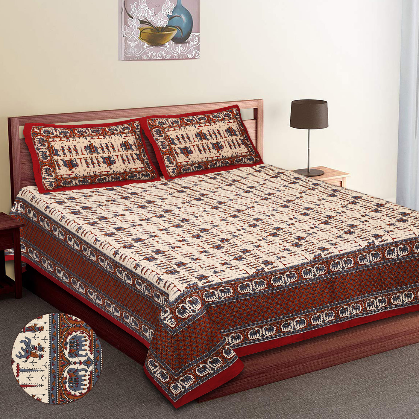 Braise Premium | King Size 100 x 108 in | 100% Pure Cotton | Double Bedsheet with 2 Pillow Covers (BG 02)