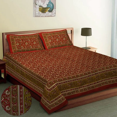 Braise Premium | King Size 100 x 108 in | 100% Pure Cotton | Double Bedsheet with 2 Pillow Covers (BG 05)