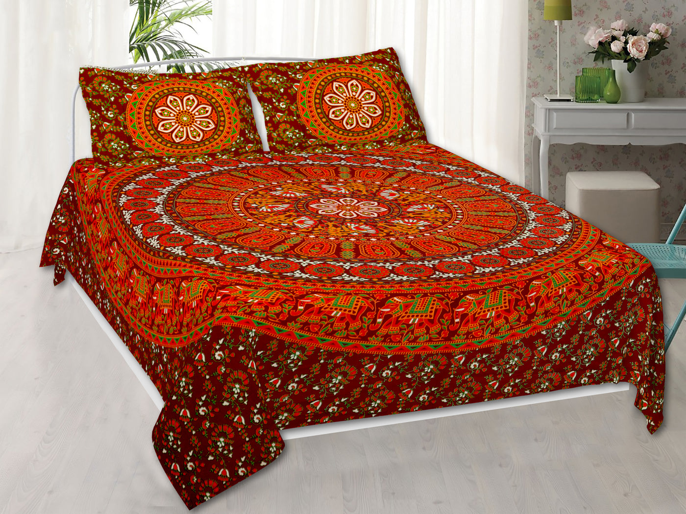 Braise Premium | Full Size 90 x 108 in | 100% Pure Cotton | Double Bedsheet with 2 Pillow Covers (Barmeri Designs)