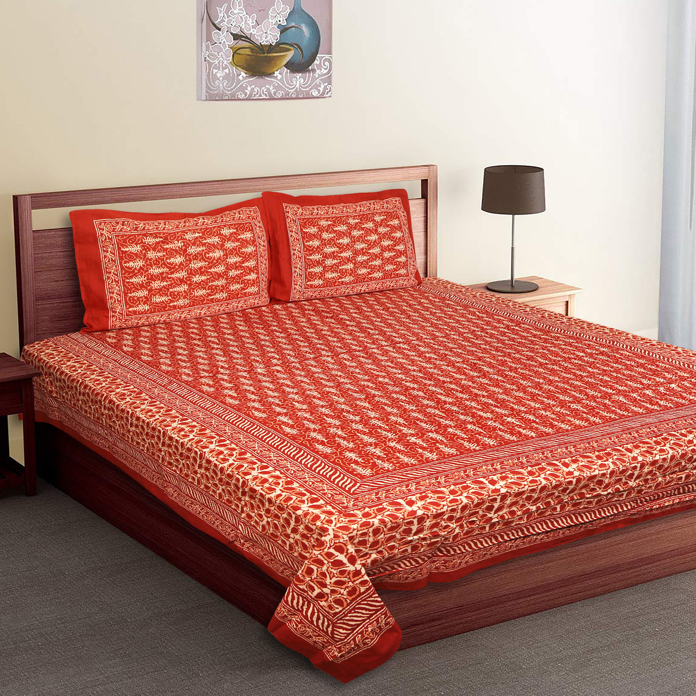 Braise Premium | Full Size 90 x 108 in | 100% Pure Cotton | Double Bedsheet with 2 Pillow Covers (BLDAABU01)