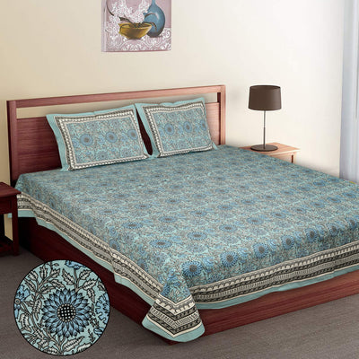 Braise Premium | Super King Size 108 x 108 in | 100% Pure Cotton | Double Bedsheet with 2 Pillow Covers (SunFlower Design)