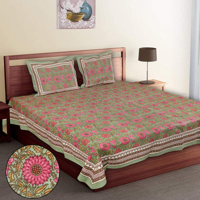 Braise Premium | Super King Size 108 x 108 in | 100% Pure Cotton | Double Bedsheet with 2 Pillow Covers (SunFlower Design)