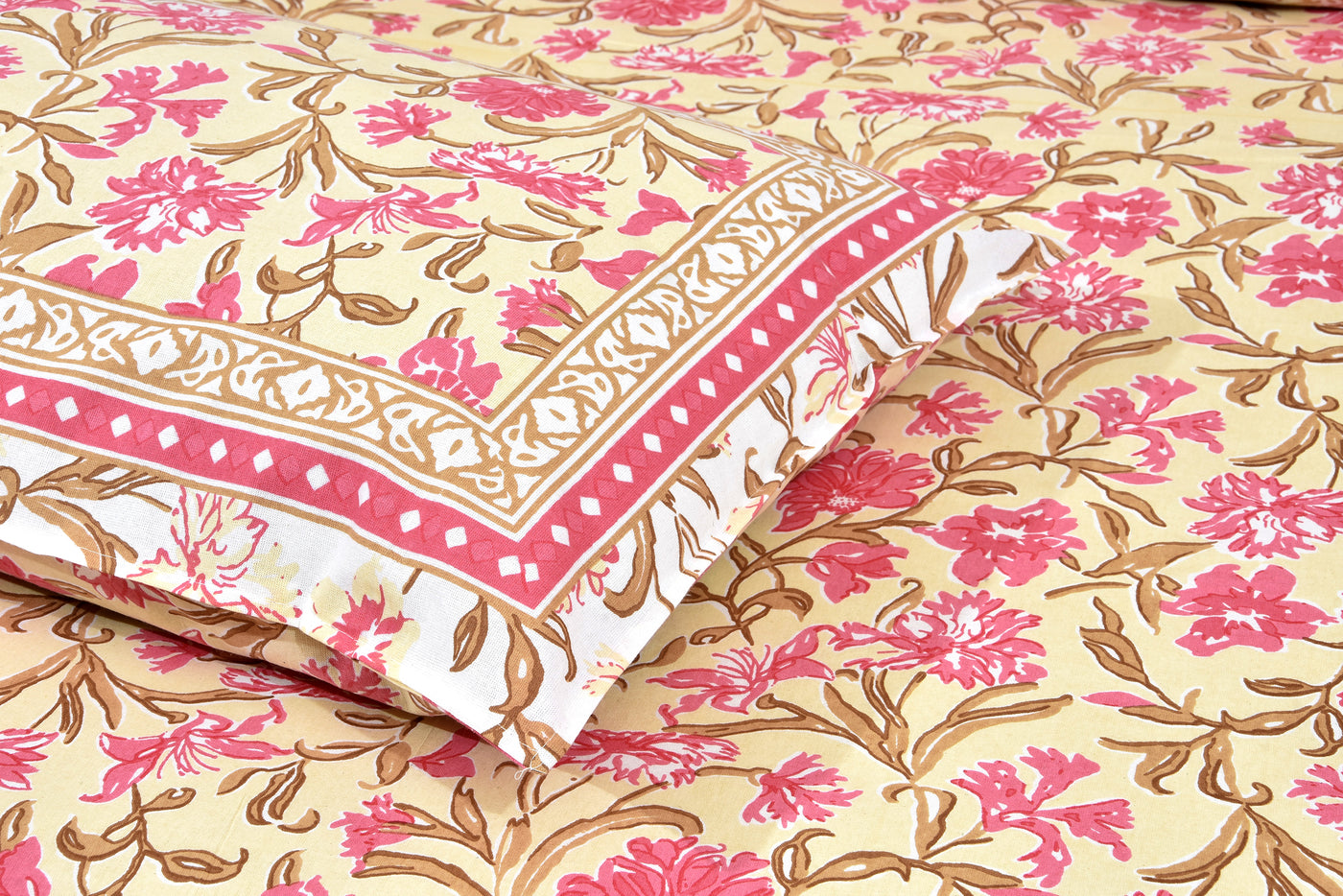 Braise Premium | Full Size 90 x 108 in | 100% Pure Cotton | Double Bedsheet with 2 Pillow Covers (ETHJAI03)