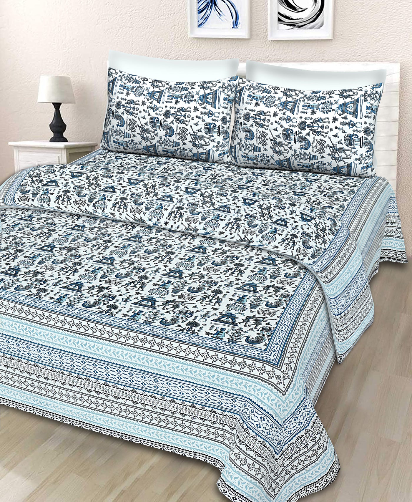 Braise Premium | Full Size 90 x 108 in | 100% Pure Cotton | Double Bedsheet with 2 Pillow Covers (GX04)