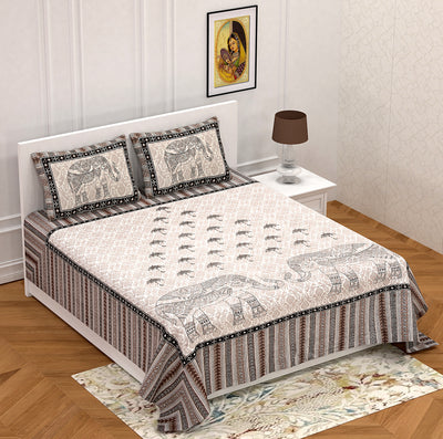 Braise Premium | Full Size 95 x 108 in | 100% Pure Cotton | Double Bedsheet with 2 Pillow Covers (JP01)