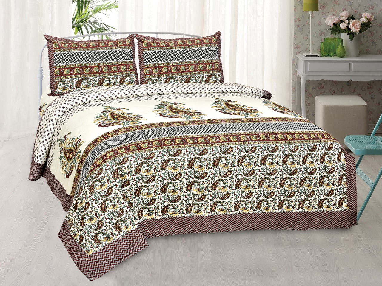 Braise Premium | Full Size 95 x 108 in | 100% Pure Cotton | Double Bedsheet with 2 Pillow Covers (KSH01)
