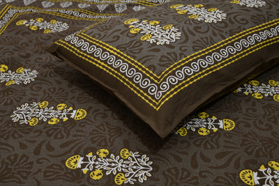 Braise Premium | King Size 100 x 108 in | 100% Pure Cotton | Bedsheet For Double Bed with 2 Pillow Covers (Design 5)