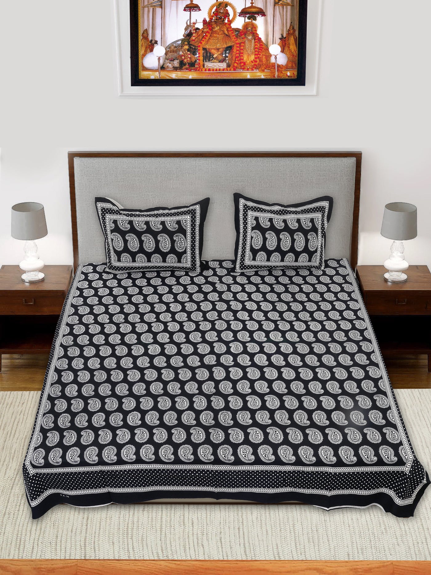 Braise Premium | Full Size 90 x 108 in | 100% Pure Cotton | Double Bedsheet with 2 Pillow Covers (NS03)
