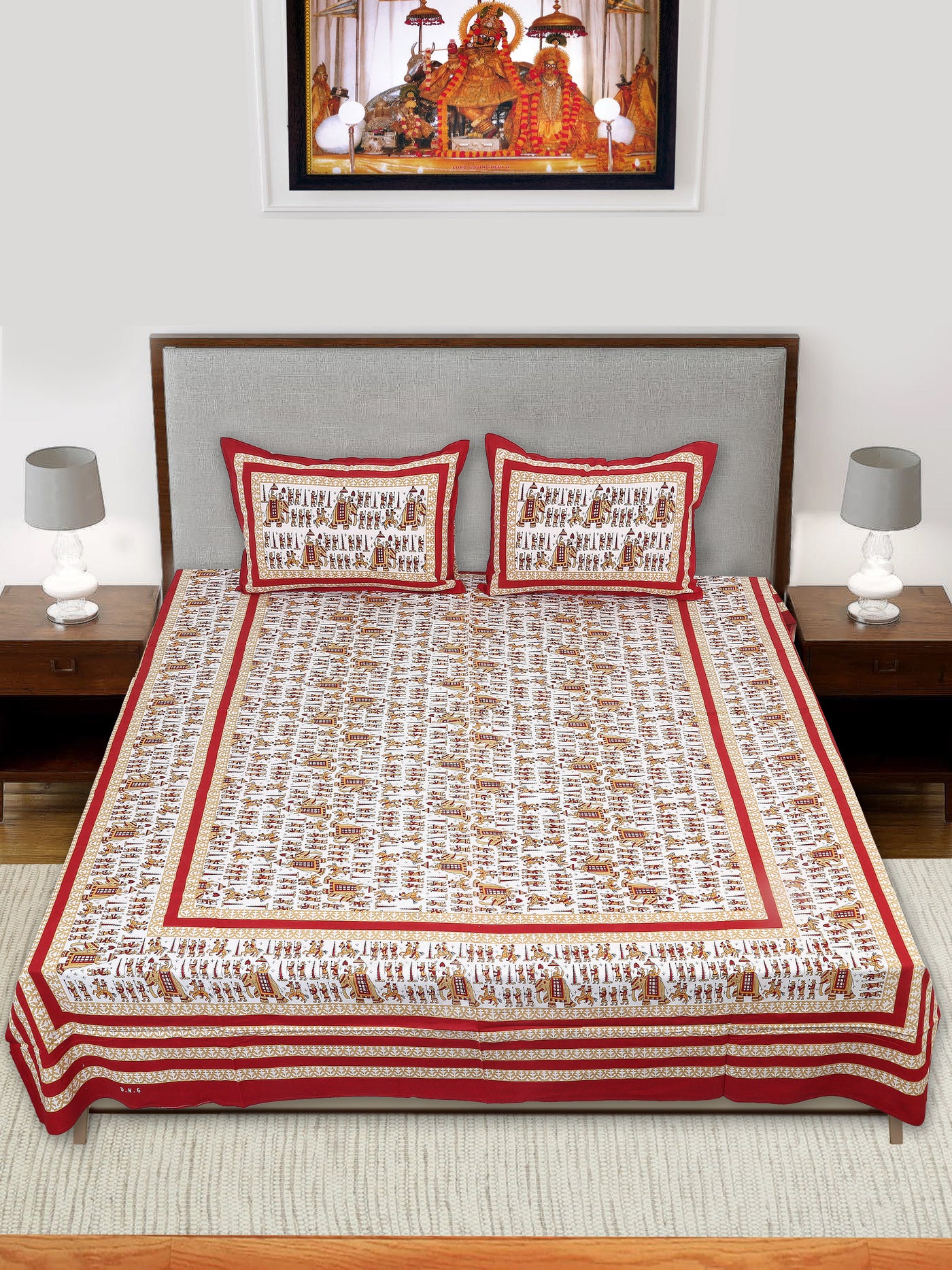 Braise Premium | Full Size 90 x 108 in | 100% Pure Cotton | Double Bedsheet with 2 Pillow Covers (NS01)