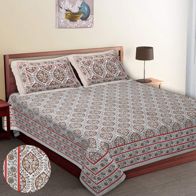 Braise Premium | Super King Size 108 x 108 in | 100% Pure Cotton | Double Bedsheet with 2 Pillow Covers SG01