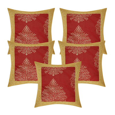 Braise Premium 100% Pure Cotton | 8 Pieces | Diwan Set Covers for Living Room (Golden Leaf Design)