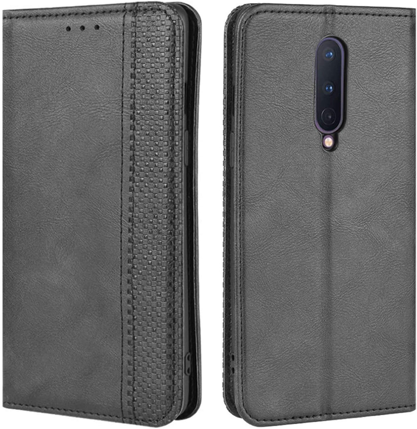 Oneplus 8 black color leather wallet flip cover case By excelsior