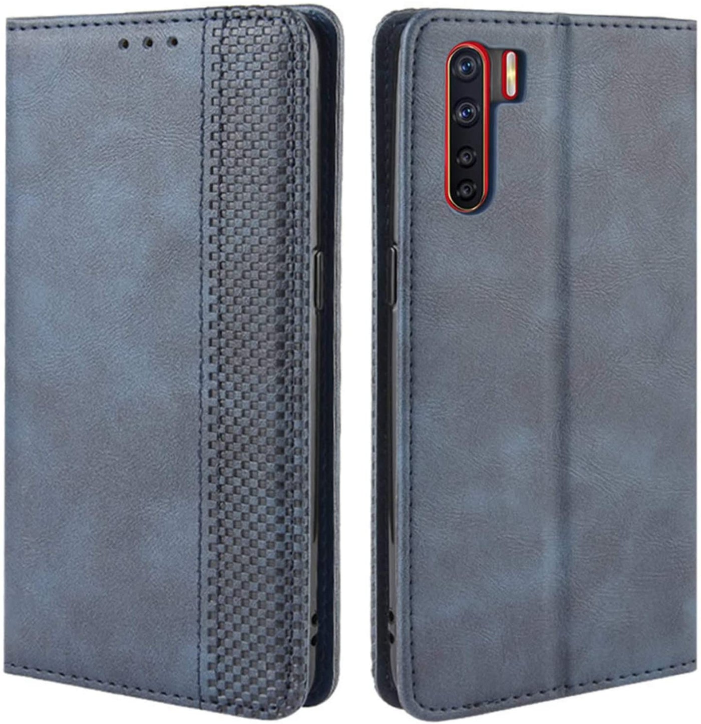Oppo F15 blue color leather wallet flip cover case By excelsior