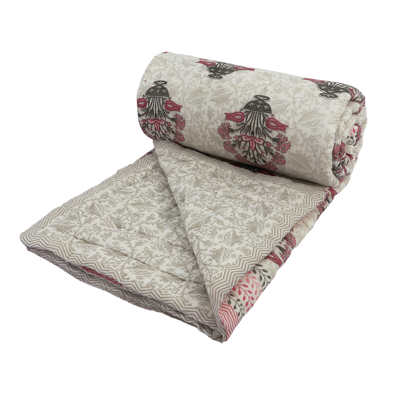 Braise Premium | Malmal with Cotton Filling | Jaipuri Razai Rajai | A/c Quilt for Double Bed | Large Size (Bouquet Of Flowers Design )