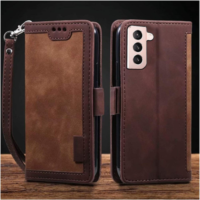 Samsung Galaxy S21 Plus coffee color leather wallet flip cover case By excelsior