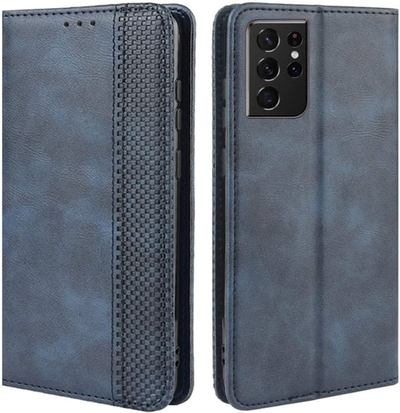 Samsung Galaxy S21 Ultra blue leather wallet flip cover by excelsior