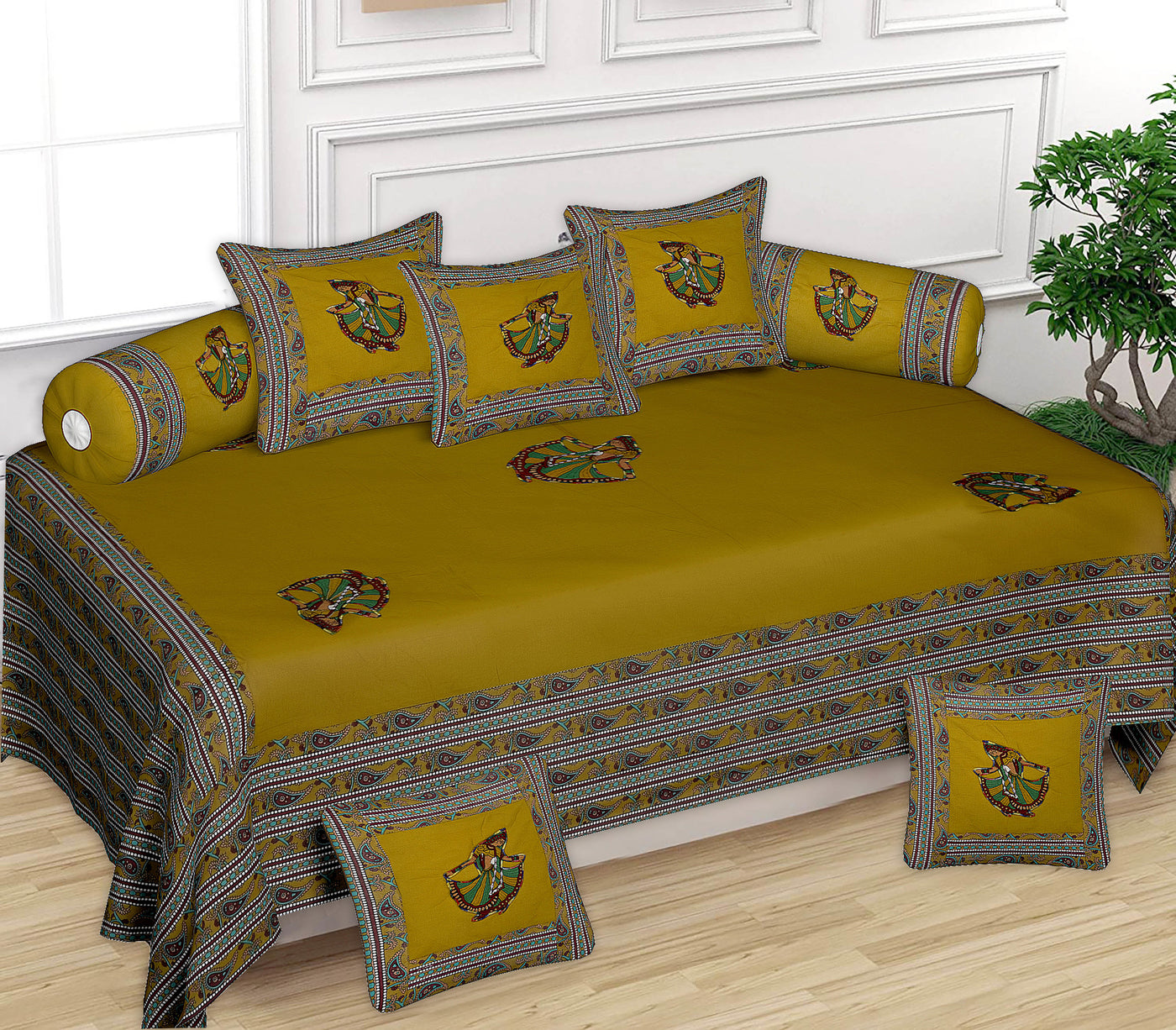 Braise Premium 100% Pure Cotton | 8 Pieces | Diwan Set Covers for Living Room (Rajasthani Design)