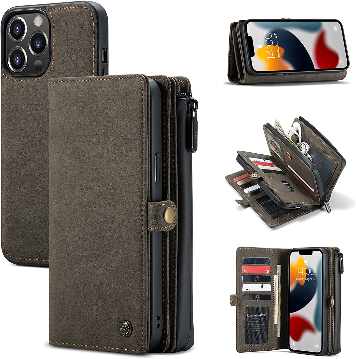 iPhone 13 Pro flip wallet cover with detachable back case cover
