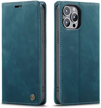 iPhone 13 Pro Max blue color leather wallet flip cover case By excelsior