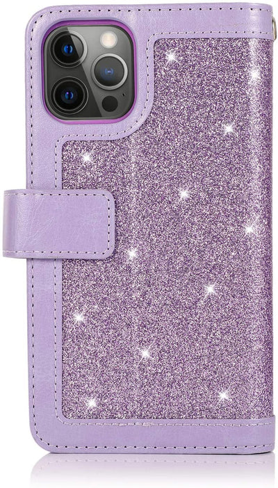 Excelsior Premium Leather Glitter Wallet Flip Case Cover | Trifold Purse Clutch For Apple iPhone 13 Pro Max