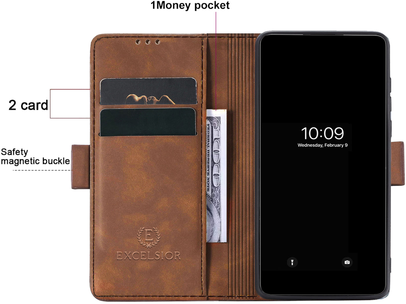 Apple iPhone X | XS Premium PU Leather Wallet flip Cover Case By Excelsior