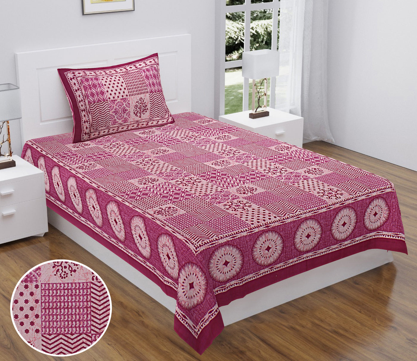 Braise Premium |100% Pure Cotton | Single Bedsheet with 1 Pillow Cover (ELSN06)