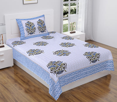 Braise Premium |100% Pure Cotton | Single Bedsheet with 1 Pillow Cover (ELSN02)