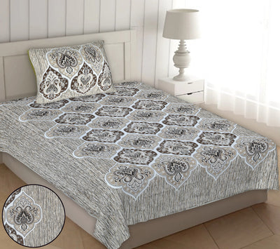 Braise Premium |100% Pure Cotton | Single Bedsheet with 1 Pillow Cover (ELSN01)