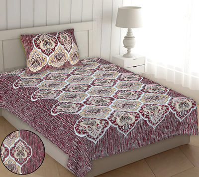 Braise Premium |100% Pure Cotton | Single Bedsheet with 1 Pillow Cover (ELSN01)