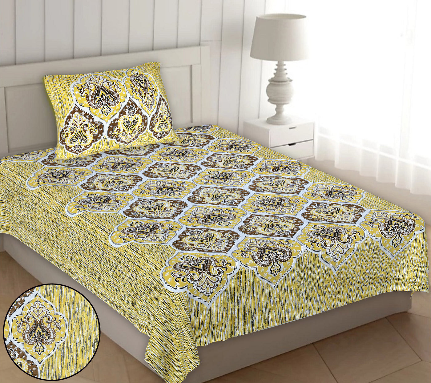 Braise Premium |100% Pure Cotton | Single Bedsheet with 1 Pillow Cover (ELSN01)