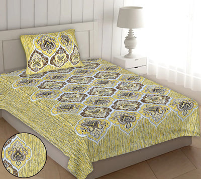 Braise Premium |100% Pure Cotton | Single Bedsheet with 1 Pillow Cover (ELSN01)
