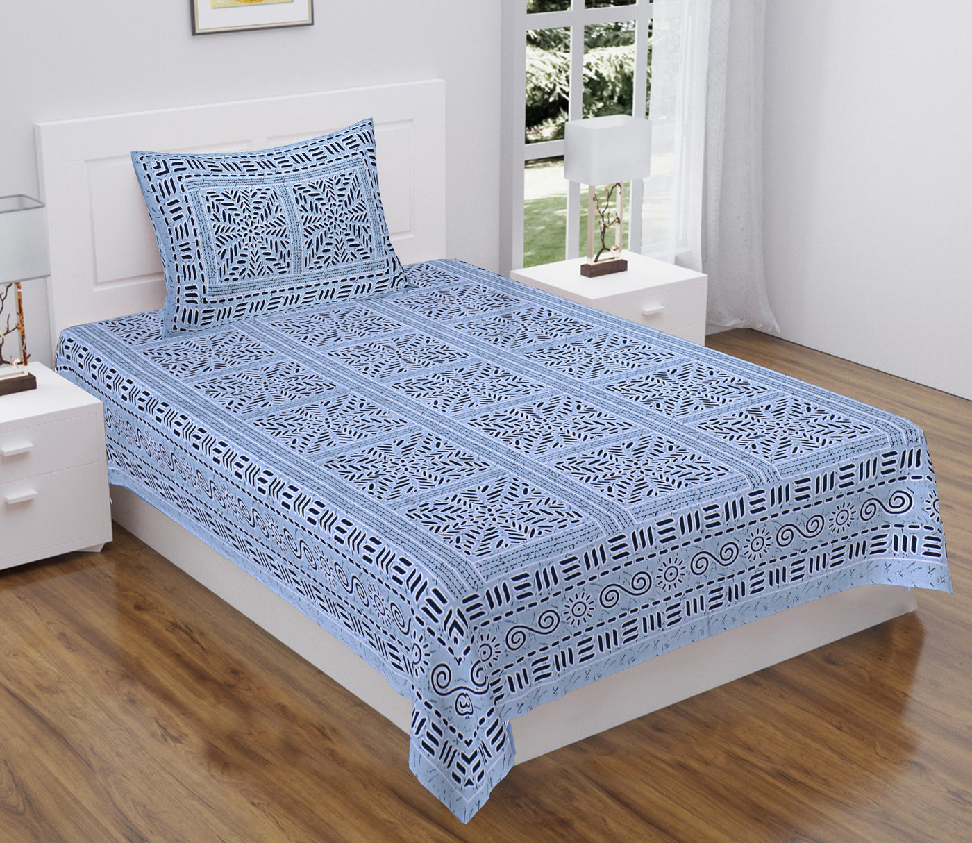 Braise Premium |100% Pure Cotton | Single Bedsheet with 1 Pillow Cover (ELSN05)
