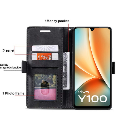 Excelsior Premium PU Leather Wallet flip Cover Case For Vivo Y100 | Vivo T2 5G