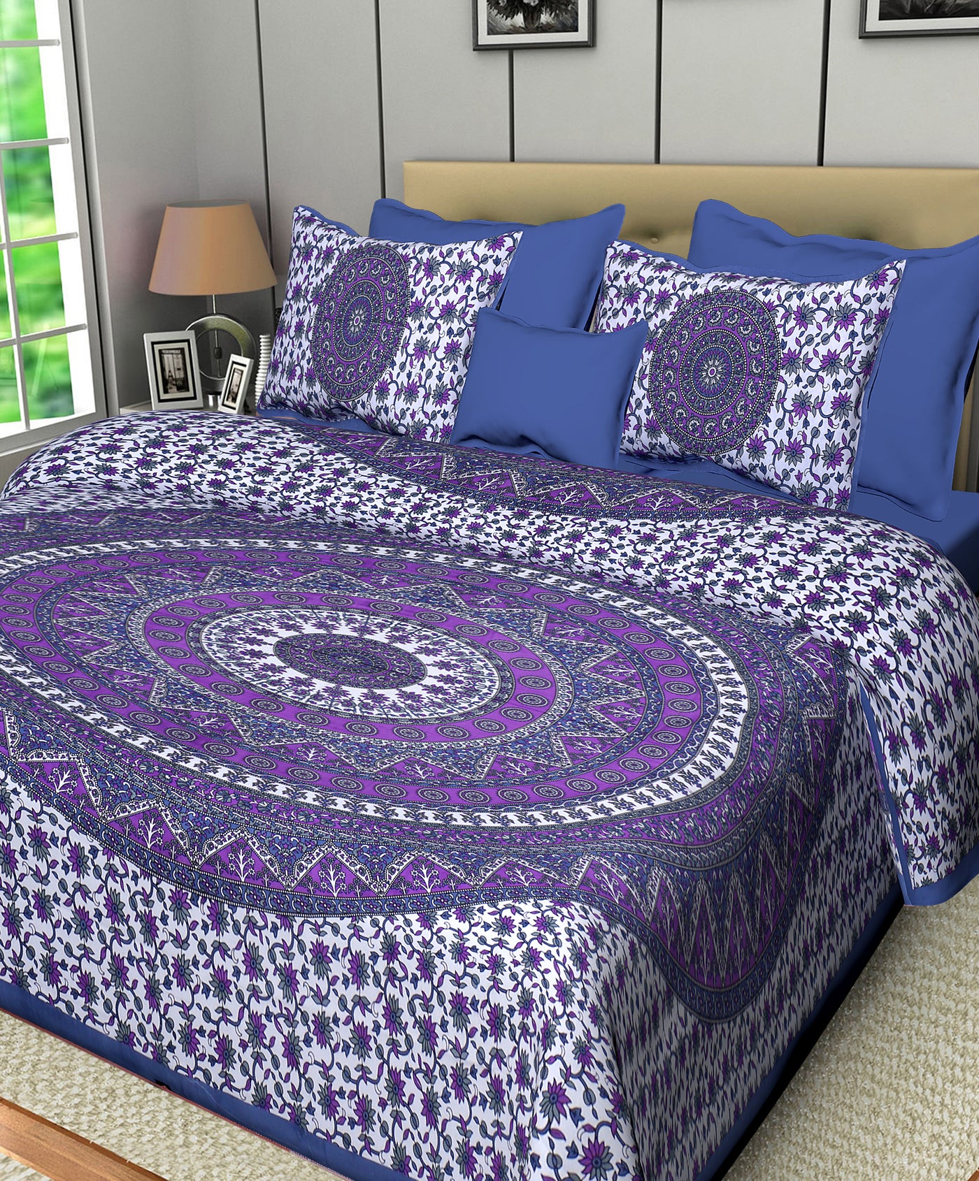 Wanderlust Premium | Full Size 84 x 92 in | Double Bedsheet with 2 Pillow Covers (ECO09)