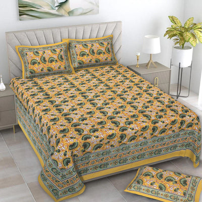 Braise Premium | Full Size 87 x 104 in | 100% Pure Cotton | Double Bedsheet with 2 Pillow Covers (PKC 11)