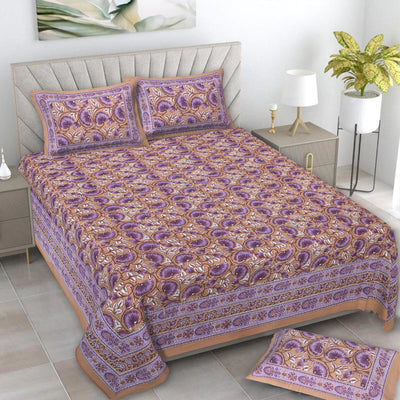 Braise Premium | Full Size 87 x 104 in | 100% Pure Cotton | Double Bedsheet with 2 Pillow Covers (PKC 11)