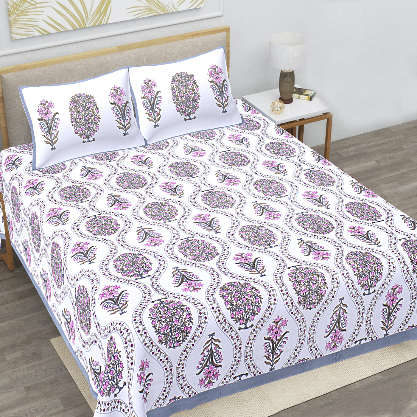 Wanderlust Premium | Full Size 87 x 104 in | 100% Pure Cotton | Double Bedsheet with 2 Pillow Covers (PKC20)