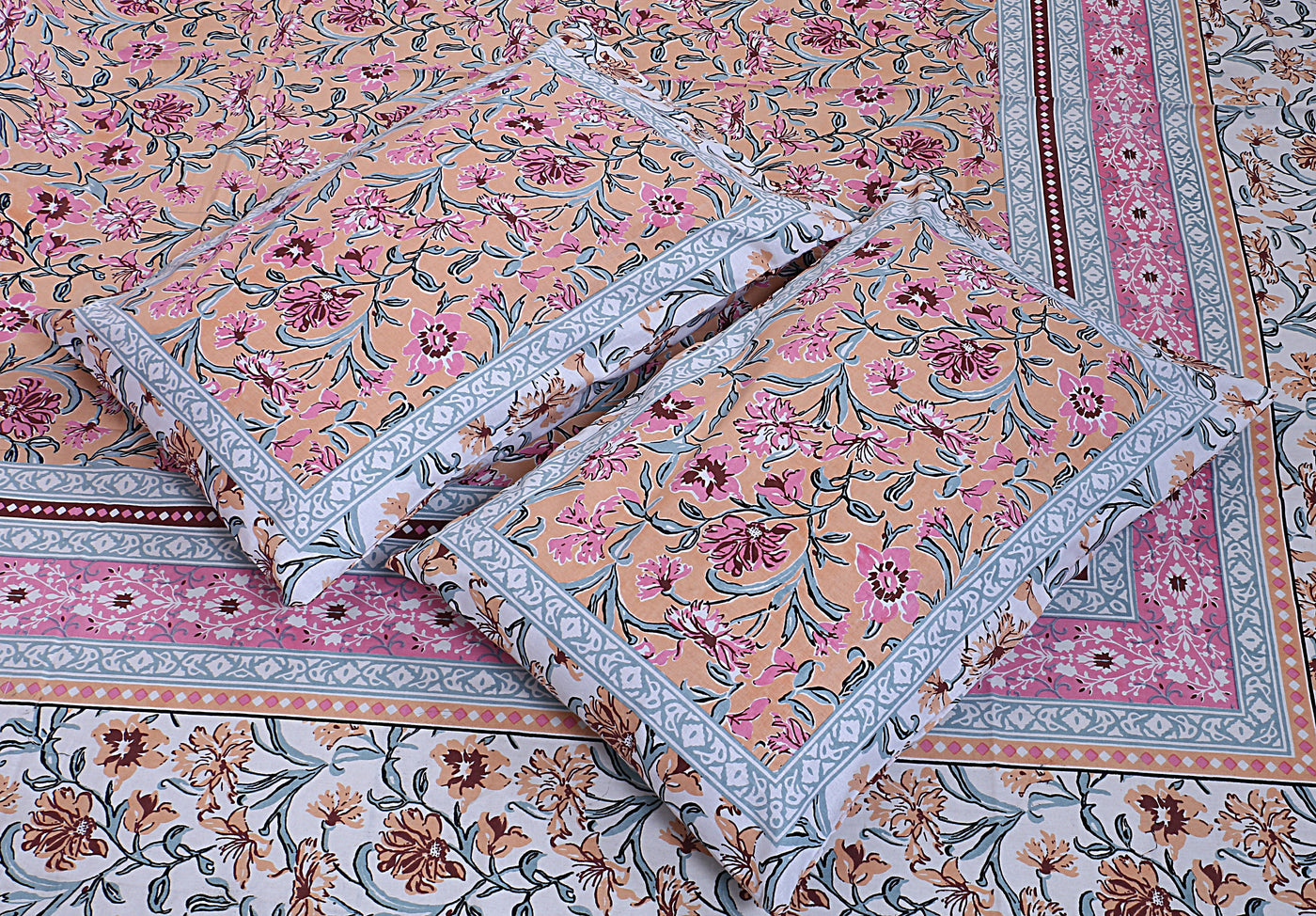 Braise Premium | Full Size 87 x 104 in | 100% Pure Cotton | Double Bedsheet with 2 Pillow Covers (PKC 02)