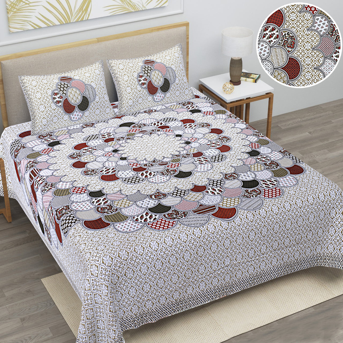 Braise Premium | Full Size 87 x 104 in | 100% Pure Cotton | Double Bedsheet with 2 Pillow Covers (PKC 01)
