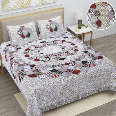 Braise Premium | Full Size 87 x 104 in | 100% Pure Cotton | Double Bedsheet with 2 Pillow Covers (PKC 01)