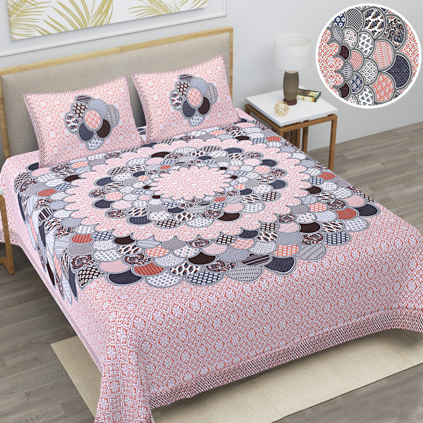 Braise Premium | Full Size 87 x 104 in | 100% Pure Cotton | Double Bedsheet with 2 Pillow Covers (PKC 01)